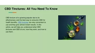 CBD Tinctures_All You Need To Know