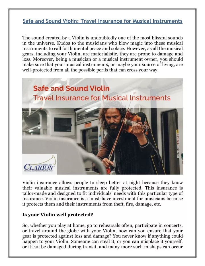 safe and sound violin travel insurance