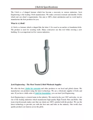 j bolt specifications