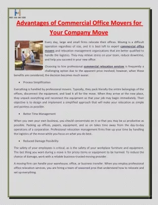 Advantages of Commercial Office Movers for Your Company Move