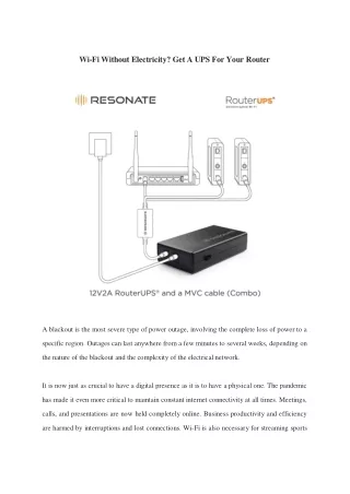 Wi-Fi Without Electricity? Get A UPS For Your Router