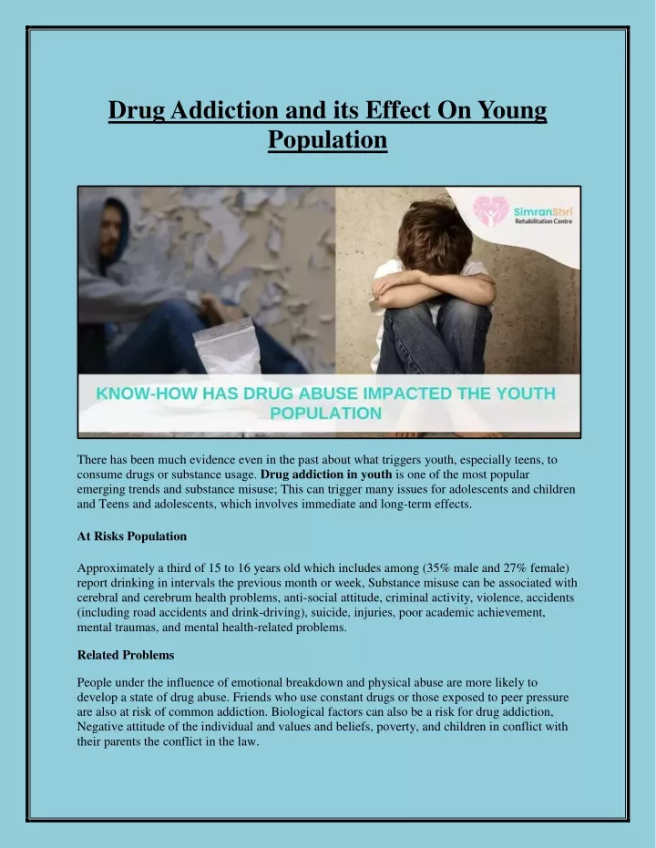 drug addiction and its effect on young population