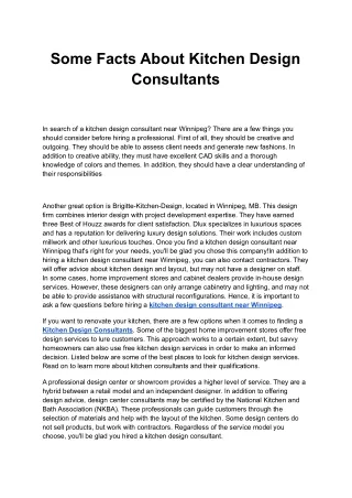 Some Facts About Kitchen Design Consultants.pdf
