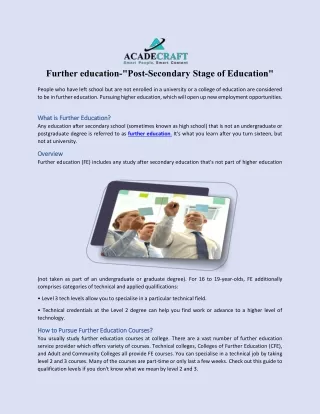 further education post secondary stage