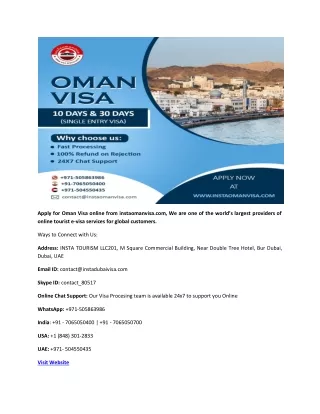 Apply for Oman E Visa at instaomanvisa