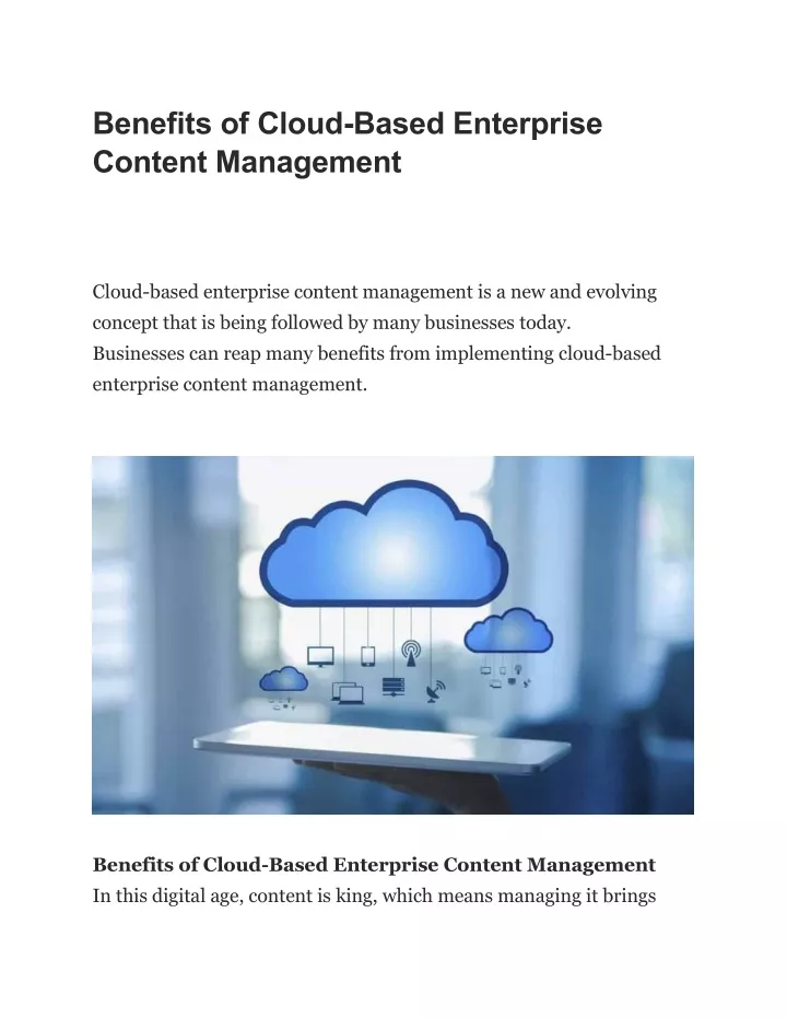 benefits of cloud based enterprise content