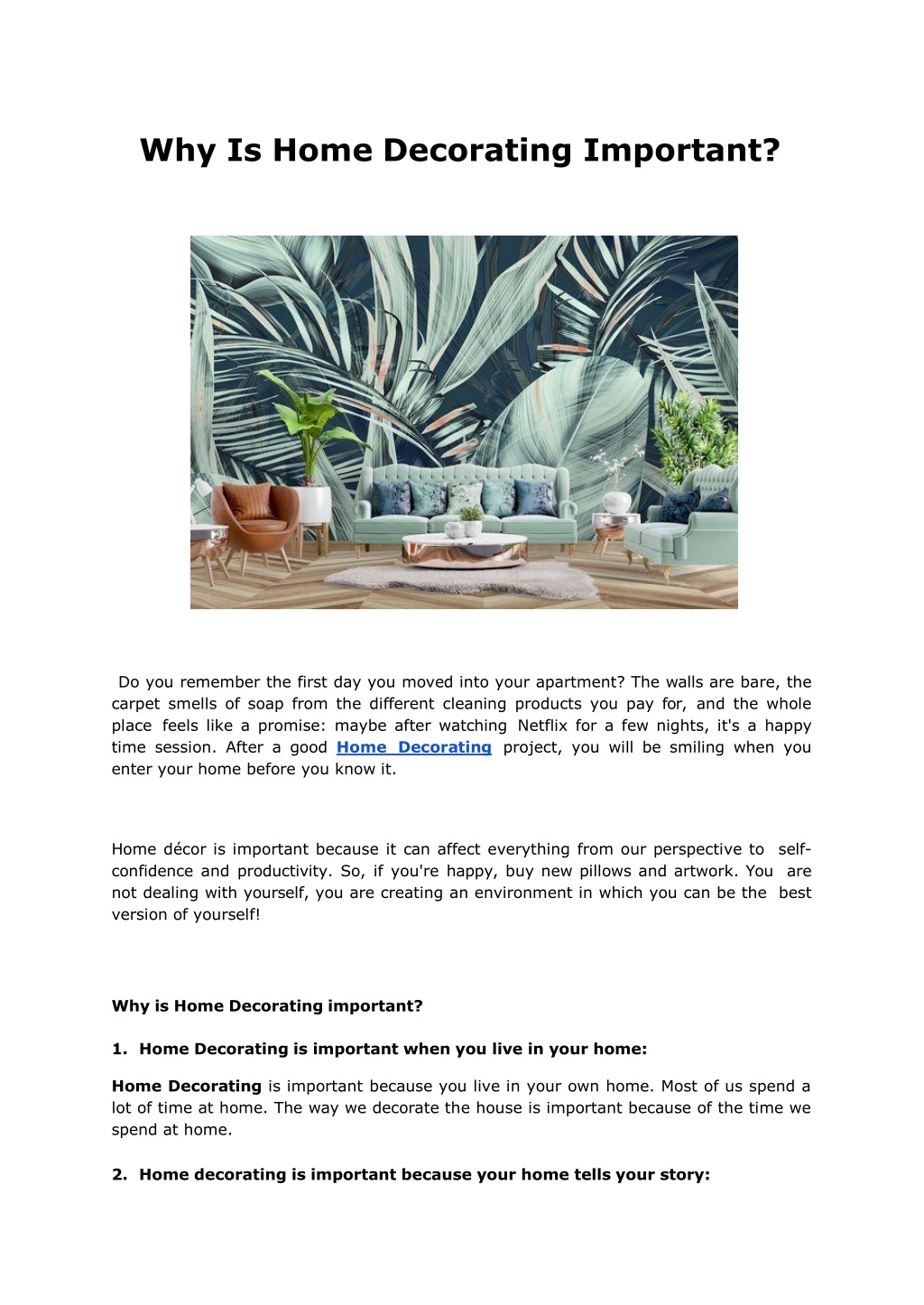 PPT - Why Is Home Decorating Important.ppt PowerPoint Presentation ...
