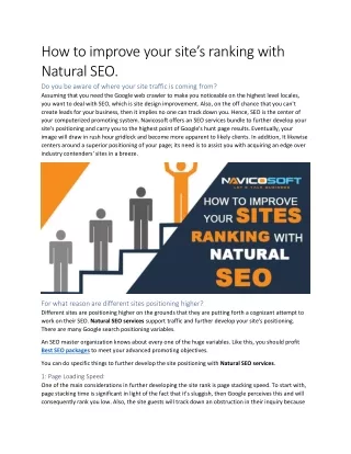 How to improve your site’s ranking with Natural SEO