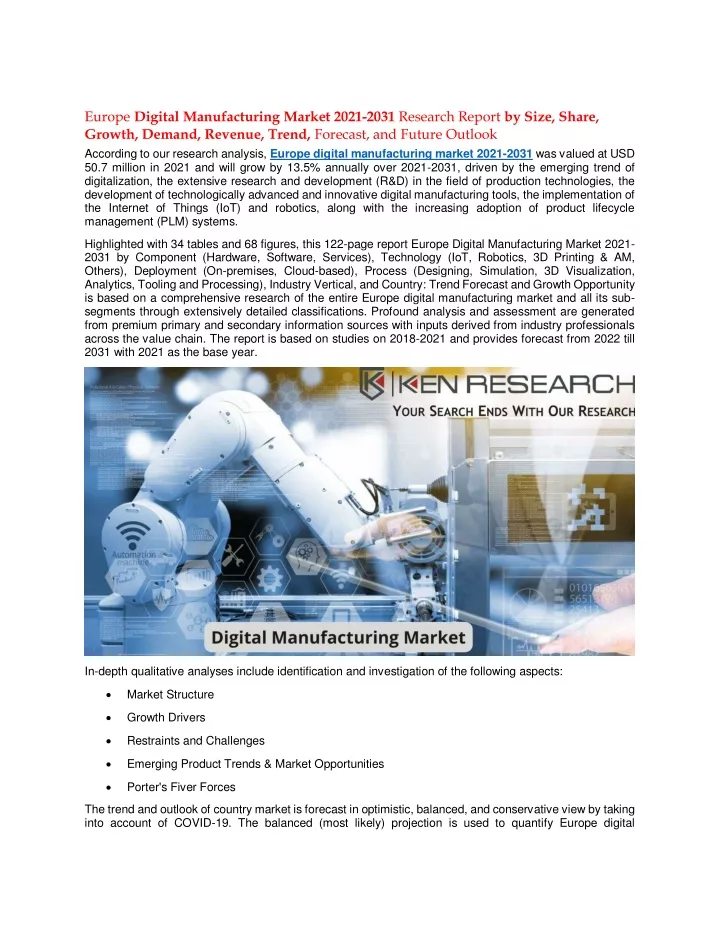 europe digital manufacturing market 2021 2031