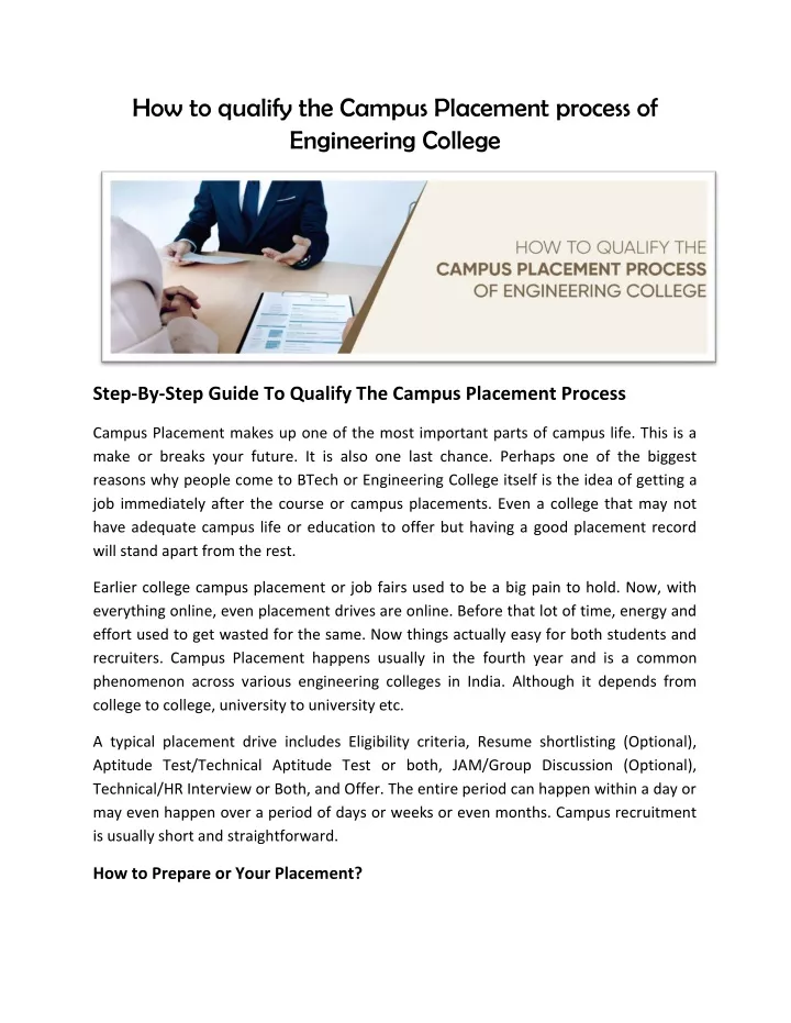 how to qualify the campus placement process