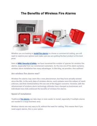 The Benefits of Wireless Fire Alarms