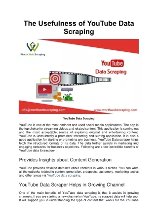 The Usefulness of YouTube Data Scraping