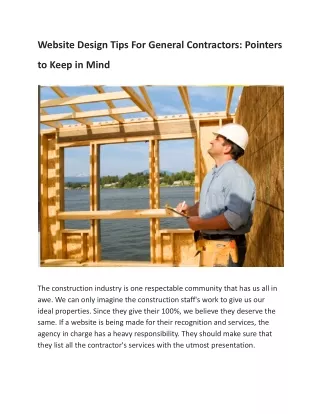 Website Design Tips For General Contractors Pointers to Keep in Mind