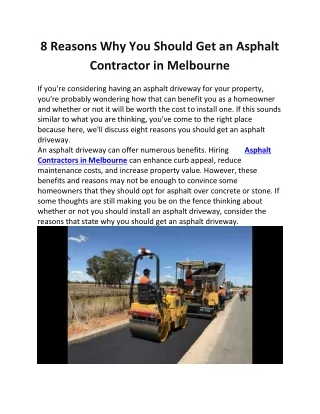 8 Reasons Why You Should Get an Asphalt Contractor in Melbourne