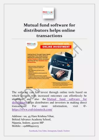 mutual fund software for distributors helps