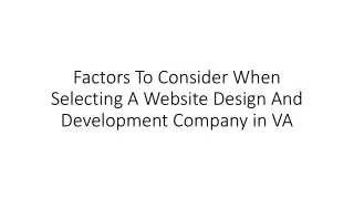 Factors To Consider When Selecting A Website Design And Development Company in VA