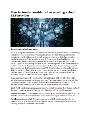 four factors to consider when selecting a cloud