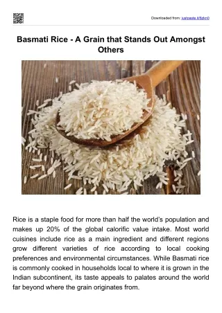 Basmati Rice - A Grain that Stands Out Amongst Others