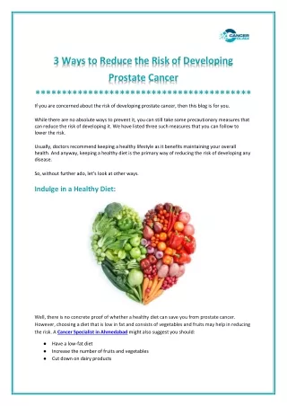 3 Tips to Reduce Developing Prostate Cancer Risks