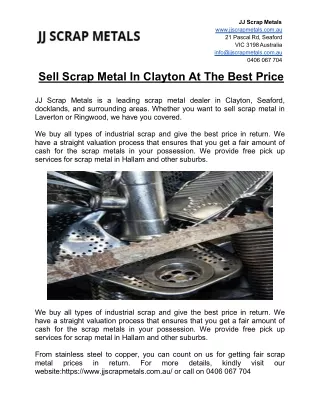 Sell Scrap Metal In Clayton At The Best Price