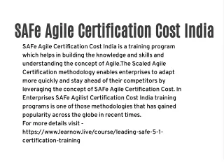 safe agile certification cost india safe agile