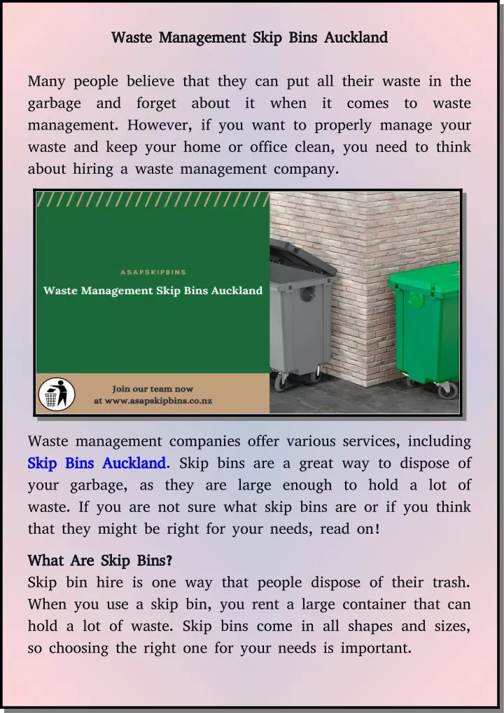 waste management skip bins auckland waste