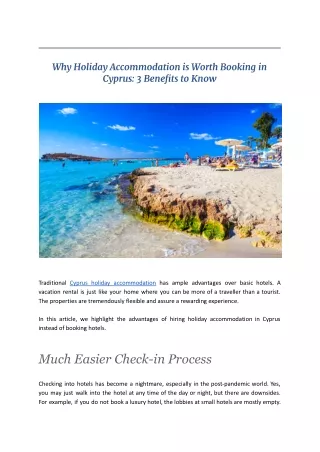 Why Holiday Accommodation is Worth Booking in Cyprus_ 3 Benefits to Know.docx
