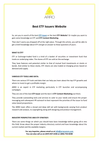 Best ETF Issuers Website