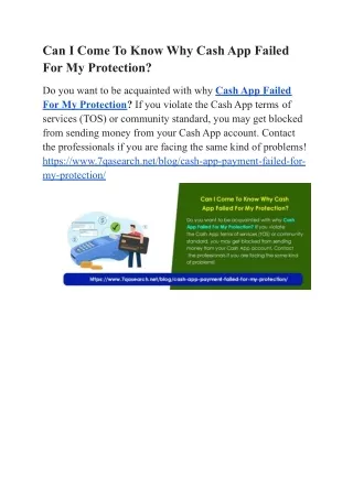 can i come to know why cash app failed