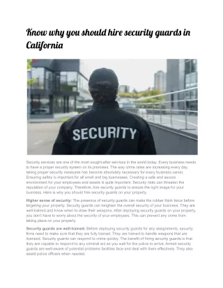 know wh yo shoul hir securit guard i californi