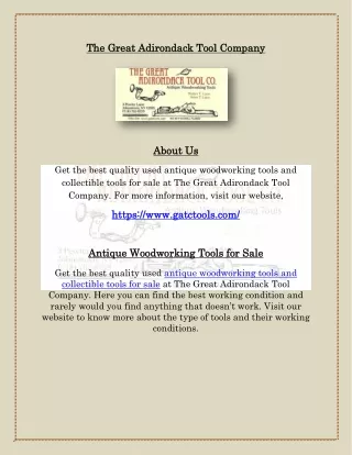 Antique Woodworking Tools for Sale