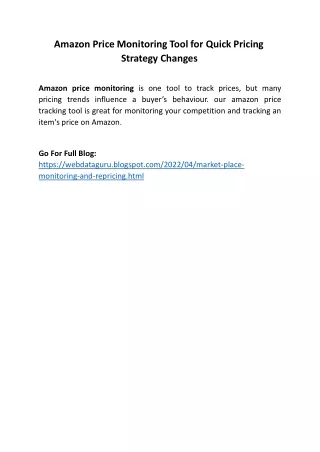 amazon price monitoring tool for quick pricing