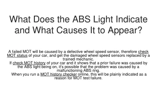 what does the abs light indicate and what causes it to appear