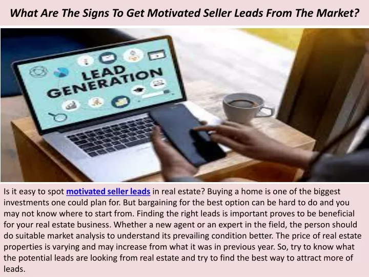 what are the signs to get motivated seller leads from the market