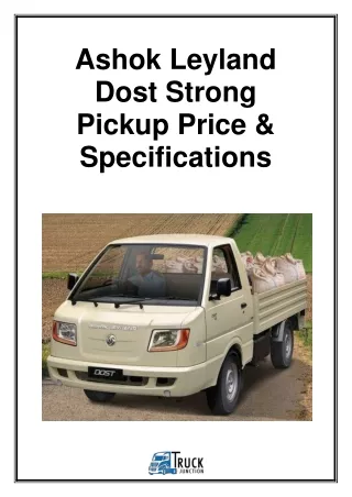 Ashok Leyland Dost Strong Pickup Price & Specifications