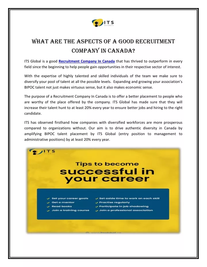 what are the aspects of a good recruitment