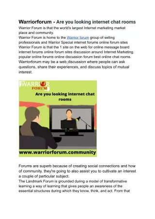 warriorforum are you looking internet chat rooms