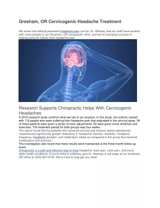 Gresham, OR Cervicogenic Headache Treatment-converted