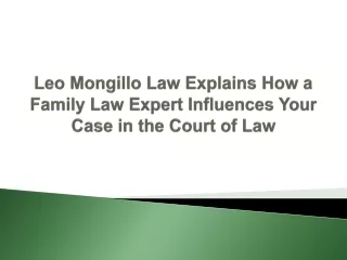 Leo Mongillo Law Explains How a Family Law Expert Influences Your Case in the Court of Law