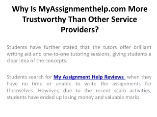 Why Is MyAssignmenthelp.com More Trustworthy