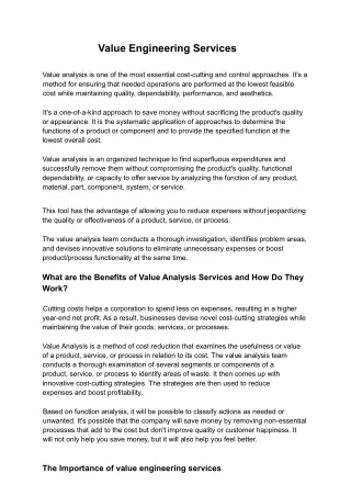 value analysis services