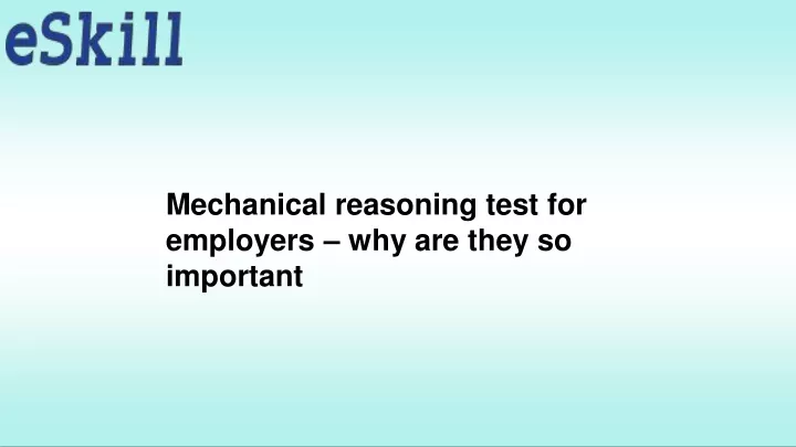 mechanical reasoning test for employers