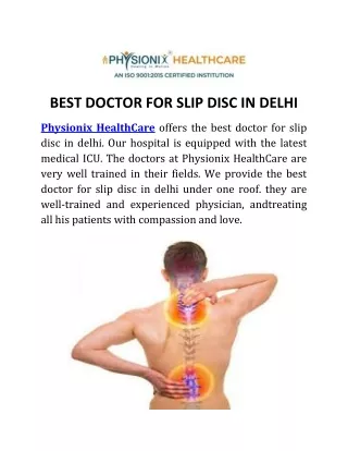 best doctor for slip disc in delhi | physionixhealthcare