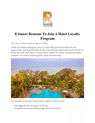 8 Smart Reasons To Join A Hotel Loyalty Program