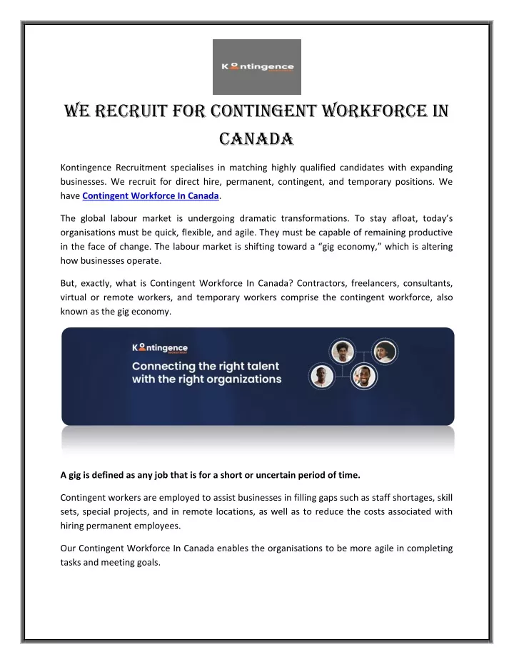 we recruit for contingent workforce in canada