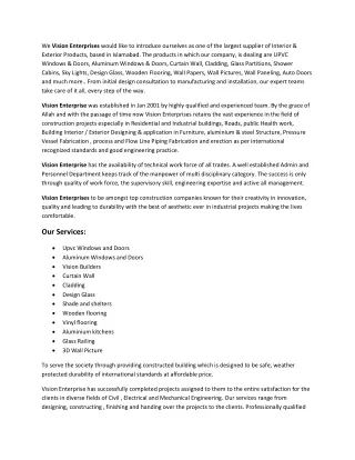 we vision enterprises would like to introduce