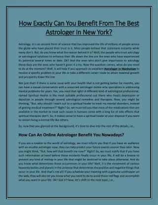 How Exactly Can You Benefit From The Best Astrologer In New York