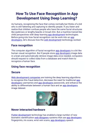 how to use face recognition in app development