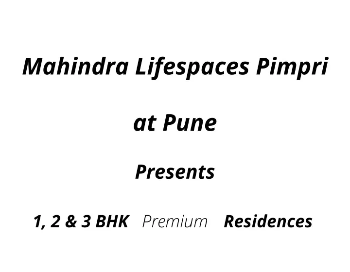 mahindra lifespaces pimpri