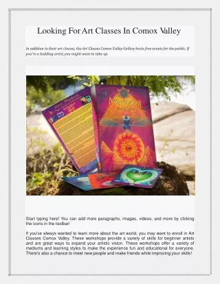 Looking For Art Classes In Comox Valley